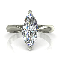 Anello di fidanzamento Elodie con diamante marquise da 0.70 carati in oro bianco 18 carati