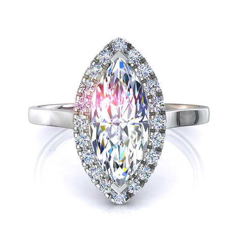Anello di fidanzamento Capri in oro bianco 1.00 carati con diamante marquise