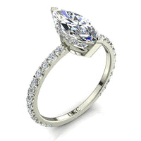 Anello di fidanzamento con diamante marquise in oro bianco da 1.00 carati di San Valentino