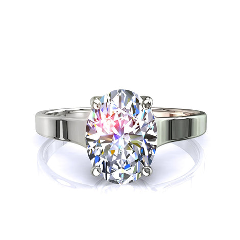 Solitaire diamant ovale 0.40 carat or blanc Cindy