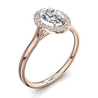 Bague de fiançailles diamant ovale 0.60 carat or rose Capri