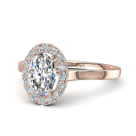Diamante solitario ovale Capri in oro rosa 0.90 carati