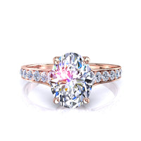 Cindirella Anello di fidanzamento con diamante ovale in oro rosa 0.90 carati