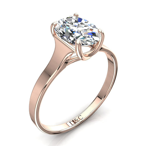 Solitaire diamant ovale 0.90 carat or rose Cindy