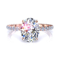 Bague de fiançailles diamant ovale 1.20 carat or rose Valentine