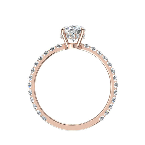 Anello Valentine in oro rosa 1.30 carati con diamante ovale