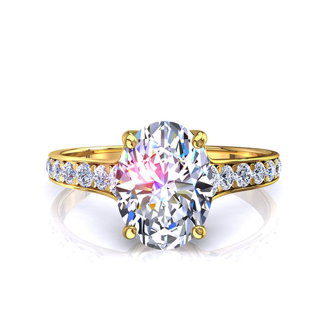Cindirella Anello di fidanzamento con diamante ovale in oro giallo 1.50 carati
