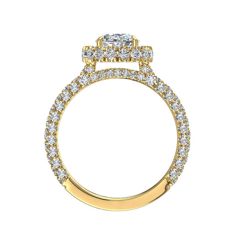 Bague de fiançailles diamant ovale 1.60 carat or jaune Viviane