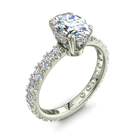 Bague de fiançailles diamant ovale 1.70 carat or blanc Valentina