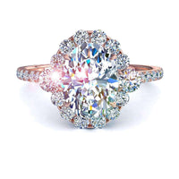 Anello di fidanzamento Alexandrina con diamante ovale da 1.70 carati in oro rosa