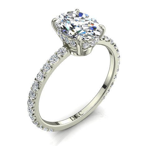 Solitaire diamant ovale 2.50 carats or blanc Valentine