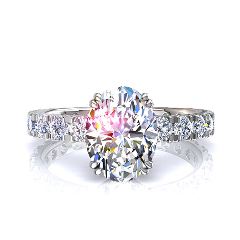 Solitaire diamant ovale 3.00 carats or blanc Valentina