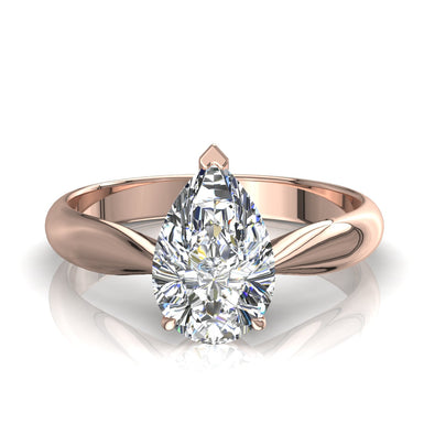 Anello con diamante a pera 0.30 carati Elodie I / SI / Oro rosa 18 carati