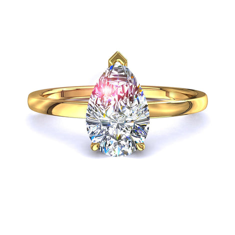 Bella anello di fidanzamento con diamante a pera in oro giallo 0.40 carati