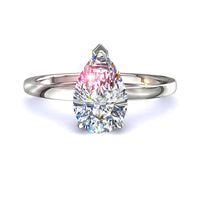 Bella anello di fidanzamento in oro bianco 0.50 carati con diamante a pera