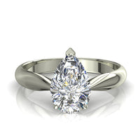 Anello di fidanzamento con diamante a pera Elodie in oro bianco 1.00 carati