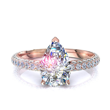 Anello di fidanzamento Paola in oro rosa 1.20 carati con diamante a pera