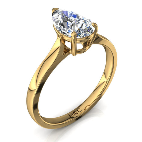 Capucine Anello di fidanzamento con diamante a pera in oro giallo 1.70 carati