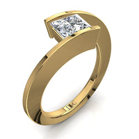 Bague de fiançailles diamant princesse 0.80 carat or jaune Arabella