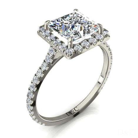 Anello di fidanzamento con diamante Princess Camogli in oro bianco 1.00 carati