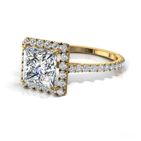 Bague de fiançailles diamant princesse 1.10 carat or jaune Camogli