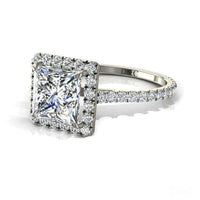 Anello di fidanzamento con diamante Princess Camogli in oro bianco 1.40 carati