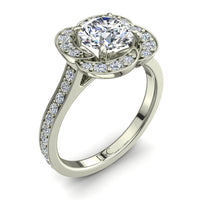 Anello di fidanzamento Vittoria con diamante rotondo in oro bianco da 0.90 carati
