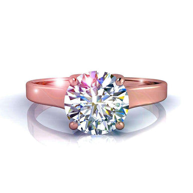 Cindy I / SI Anello di fidanzamento con diamante tondo da 0.20 carati / oro rosa 18 carati