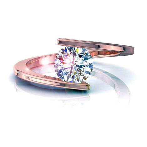 Bague de fiançailles diamant rond 0.30 carat or rose Arabella