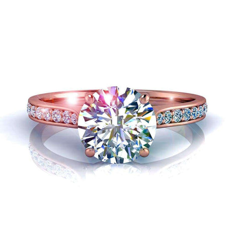 Bague de fiançailles diamant rond 0.40 carat or rose Ganna