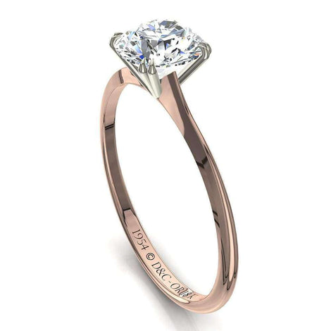 Anello di fidanzamento con diamante tondo oro rosa 0.60 carati 1954