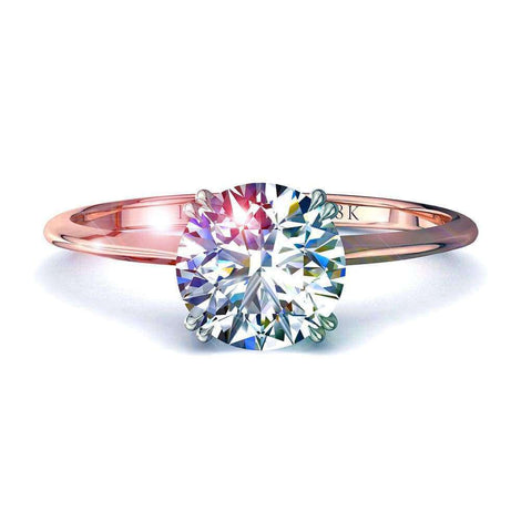Bague de fiançailles diamant rond 0.60 carat or rose 1954