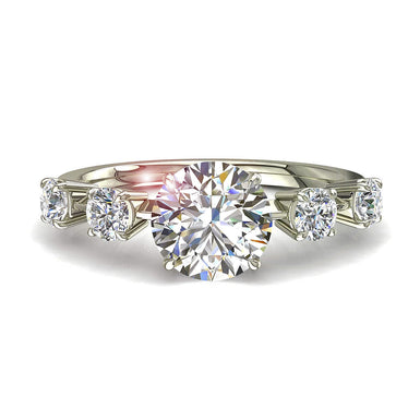 Serena I / SI Anello di fidanzamento con diamante tondo da 0.70 carati / oro bianco 18 carati