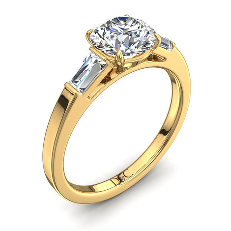 Bague diamant rond 0.70 carat or jaune Enea