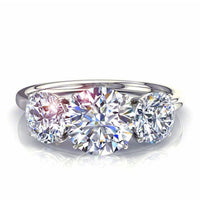 Bague de fiançailles diamant rond 0.80 carat or blanc Alizia
