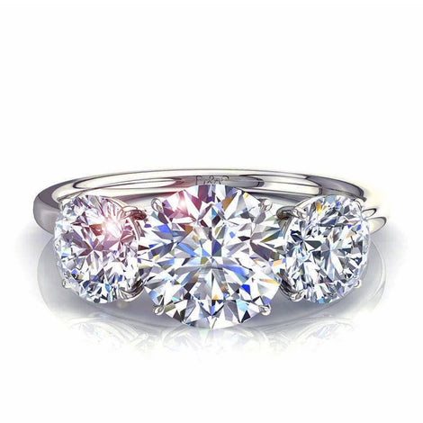 Bague de fiançailles diamant rond 0.80 carat or blanc Alizia