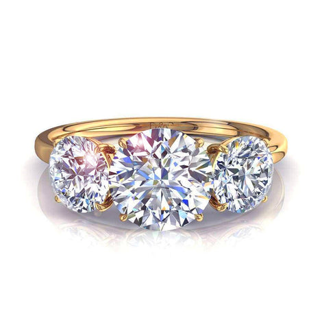Bague de fiançailles diamant rond 0.80 carat or jaune Alizia
