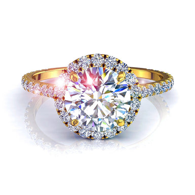 Camogli I / SI Anello di fidanzamento con diamante tondo da 0.80 carati / oro giallo 18 carati