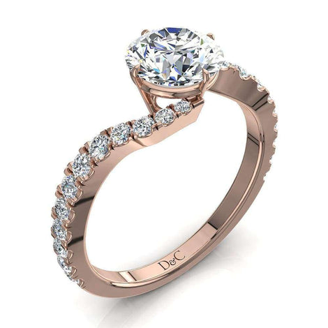Anello di fidanzamento Adriana con diamante tondo da 0.80 carati in oro rosa
