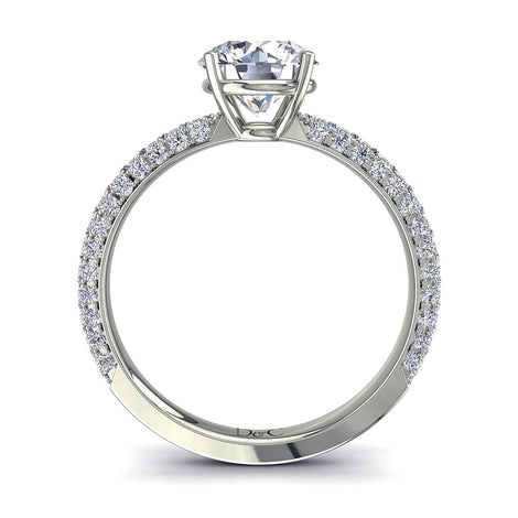 Bague de fiançailles diamant rond 0.90 carat or blanc Paola