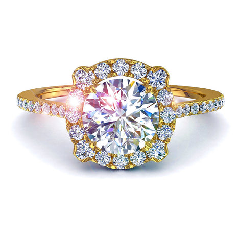 Bague de fiançailles diamant rond 0.90 carat or jaune Alida