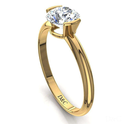 Bague de fiançailles diamant rond 0.90 carat or jaune Anoushka