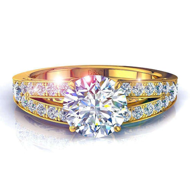 Bague de fiançailles diamant rond 0.90 carat Rapallo I / SI / Or Jaune 18 carats