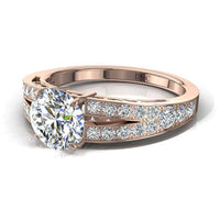 Rapallo anello di fidanzamento con diamante tondo da 0.90 carati in oro rosa