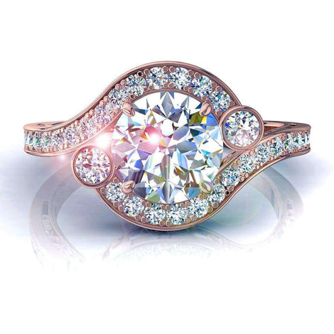 Anello di fidanzamento Ventimiglia in oro rosa 0.90 carati con diamante tondo