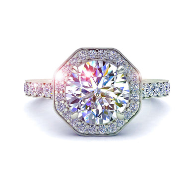 Fanny I / SI Anello di fidanzamento con diamante rotondo da 0.95 carati / oro bianco 18 carati