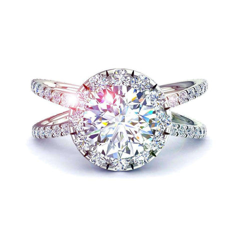 Bague de fiançailles diamant rond 0.95 carat or blanc Isabelle