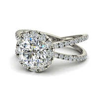 Bague de fiançailles diamant rond 0.95 carat or blanc Isabelle