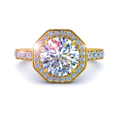 Fanny I / SI Anello di fidanzamento con diamante rotondo da 0.95 carati / oro giallo 18 carati