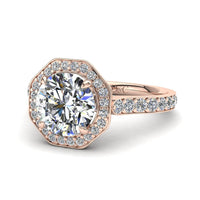 Bague de fiançailles diamant rond 0.95 carat or rose Fanny
